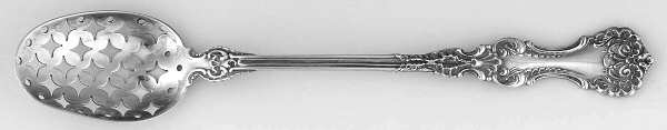 Pompadour (Sterling, 1895-1898) Pierced Bowl Short Handle Olive Spoon