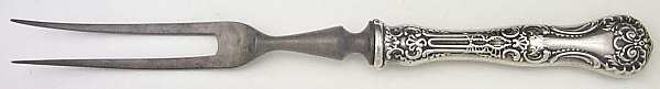 Pompadour (Sterling, 1895-1898) Small Steak Carving Fork with Stainless Prongs