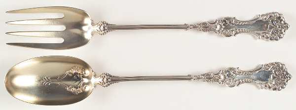 Pompadour (Sterling, 1895-1898) Solid Oversized Serving Salad Set by Whiting Manf Co