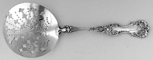 Pompadour (Sterling, 1895-1898) Large Pierced Pea Serving Spoon by Whiting Manf Co