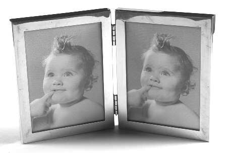 Pewter Hollowware Double Frame Holds 3" X 5"