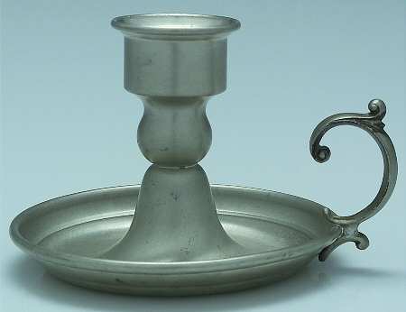 Pewter Hollowware Chamberstick with Globe