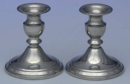 Pewter Hollowware Pair of 4" Console Candleholders