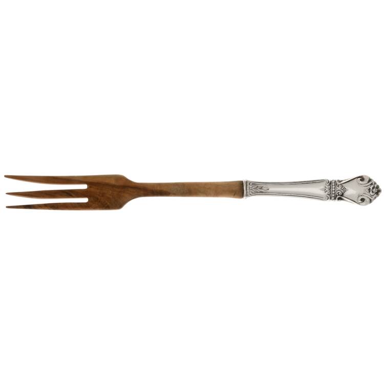 WEB3 (Sterling) Salad Serving Fork with Wooden Prongs