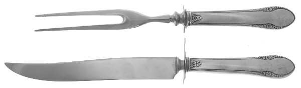 Colonial Bead (Sterling, 1930) 2 Piece Small Carving Set W/ Sterling Guard