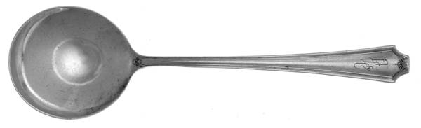 Salisbury (Sterling, 1937) Monogram Round Bowl Soup Spoon (Cream Soup)