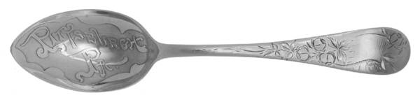 Hand Engraved (Sterling, 1885) Souvenir Spoon (Five O'Clock)