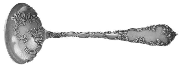 Junior Rococo (Sterling, 1896) Small Gravy Ladle, Solid Piece