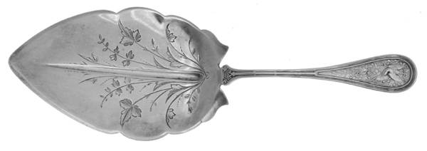 Bird (Sterling, 1865) Large Solid Bright Cut Pie Knife