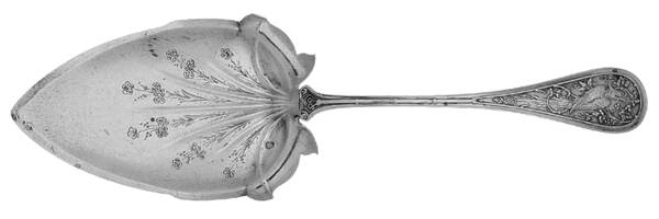 Bird (Sterling, 1865) Large Solid Bright Cut Pie Knife