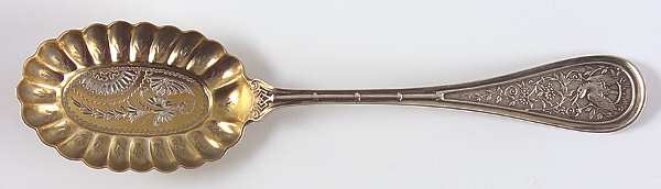 Bird (Sterling, 1865) Sugar Shell Spoon, Bright Cut