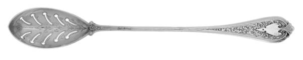 Florentine (Sterling, 1870, no monogram) Short Olive Spoon with Pierced Bowl & Bright Cut