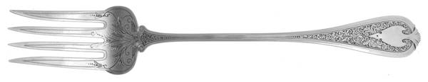 Florentine (Sterling, 1870, no monogram) Salad Serving Fork Solid Oversize Bright Cut