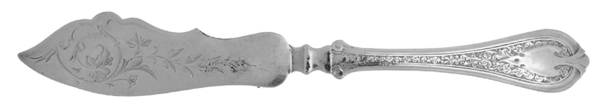 Florentine (Sterling, 1870, no monogram) Flat Handle Bright Cut Master Butter
