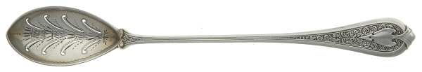 Florentine (Sterling, 1870, no monogram) Short Olive Spoon with Pierced Bowl & Bright Cut