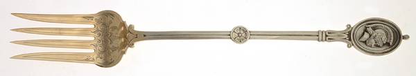 Medallion (Sterling, 1862) Salad Serving Fork Solid Oversize Bright Cut