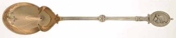 Medallion (Sterling, 1862) Salad Serving Spoon Solid Oversize Bright Cut