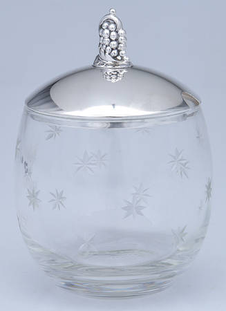 Sterling Hollowware Crystal Jam Jar & Silver Lid