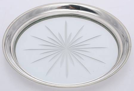Sterling Hollowware Crystal Wine Coaster with Sterling Lip