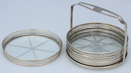 Sterling Hollowware Coaster - Set of 4 with Holder