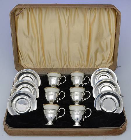 Sterling Hollowware Demitasse with Lenox Liner - Set of 6 in Case