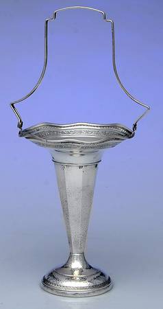 Sterling Hollowware Weighted Basket Vase with Handle