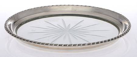 Sterling Hollowware Crystal Wine Coaster with Sterling Lip