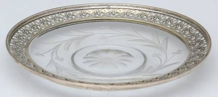 Sterling Hollowware Crystal Lemon Dish with Sterling Rim