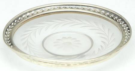 Sterling Hollowware Crystal Lemon Dish with Sterling Rim