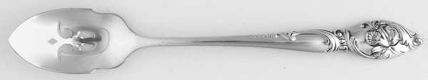 Enchanting Orchid (Sterling, 1950) Short Handled Olive Spoon with Pierced Bowl