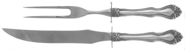 George & Martha Washington (Sterling, 1940) 2 Pc. Small Carving Set W/Sterling Guard in Case