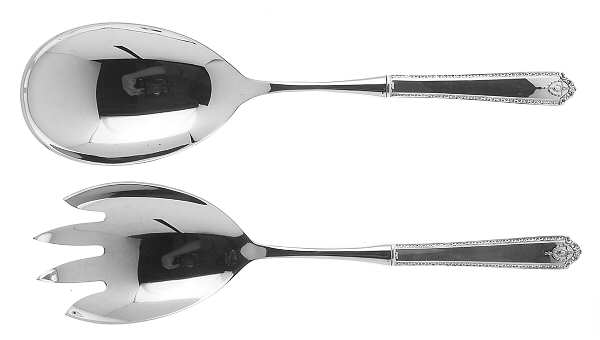 Lady Hilton (Sterling, 1940, No Monograms) 2 Pc Salad Set with Stainless Bowl