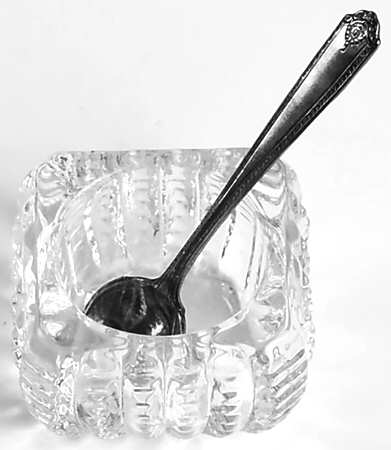 Lady Hilton (Sterling, 1940, No Monograms) Salt Spoon with Crystal Dip