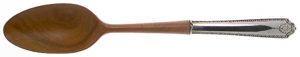 Lady Hilton (Sterling, 1940, No Monograms) Salad Serving Spoon with Wooden Bowl