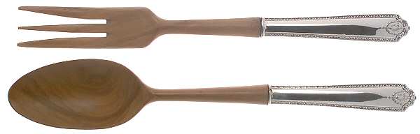 Lady Hilton (Sterling, 1940, No Monograms) Wooden Bowl 2-Piece Salad Set