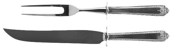 Lady Hilton (Sterling, 1940, No Monograms) Small Stainless Blade 2-Piece Steak Carving Set