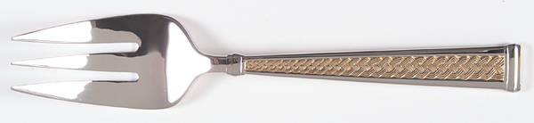Kells Gold (Stainless, Gold Accent) Large Solid Cold Meat Serving Fork