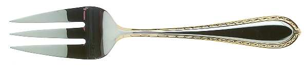 Powerscourt Gold (Stainless, Gold Accent) Large Solid Cold Meat Serving Fork