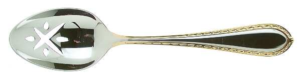 Powerscourt Gold (Stainless, Gold Accent) Pierced Tablespoon (Serving Spoon)