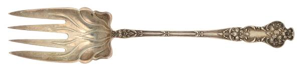 Bridal Flower (Sterling, 1910, No Monograms) Oversize Solid Salad Servng Fork