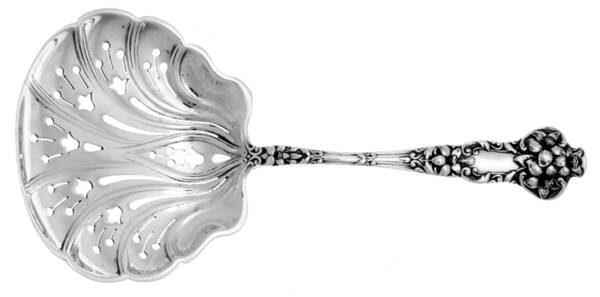 Bridal Flower (Sterling, 1910, No Monograms) Solid Bon Bon Spoon with Pierced Bowl
