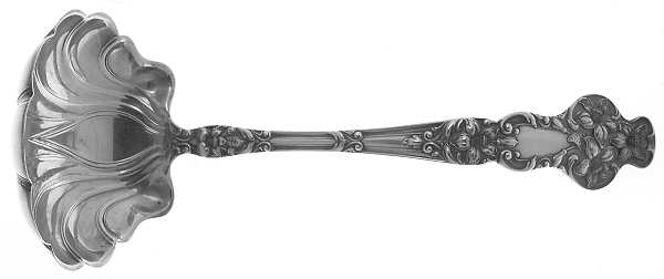 Bridal Flower (Sterling, 1910, No Monograms) Gravy Ladle with Shell Bowl
