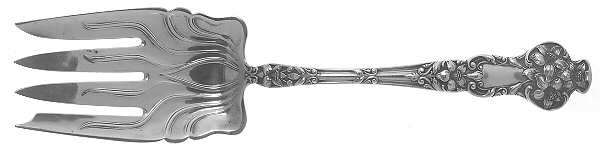 Bridal Flower (Sterling, 1910, No Monograms) Small Solid Cold Meat Serving Fork