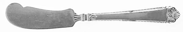 George II Rex-Handchsd (Sterling, 1936) Solid Handle Paddle Butter Spreader
