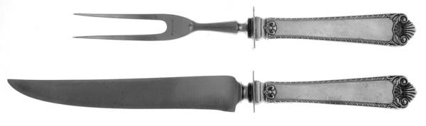George II Rex-Handchsd (Sterling, 1936) 2 Piece Small Carving Set W/ Sterling Guard