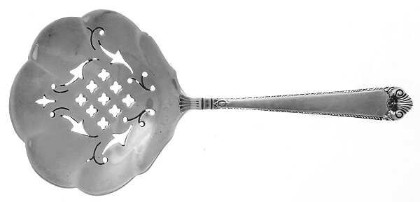 George II Rex-Handchsd (Sterling, 1936) Solid Bon Bon Spoon with Pierced Bowl