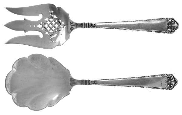 George II Rex-Handchsd (Sterling, 1936) Medium 2-Piece Salad Set, Solid Pieces