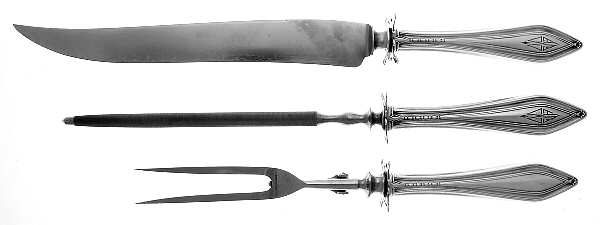 Governor Dummer (Sterling, 1925) Large 3-Piece Roast Carving Set w/ Stainless Blade