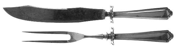 John Alden (Sterling, 1911) 2 Piece Small Carving Set W/ Sterling Guard by Watson