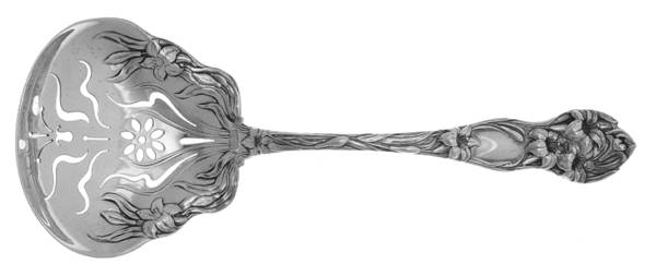 Lily (Sterling, 1902, No Monograms) Large Pierced Pea Serving Spoon